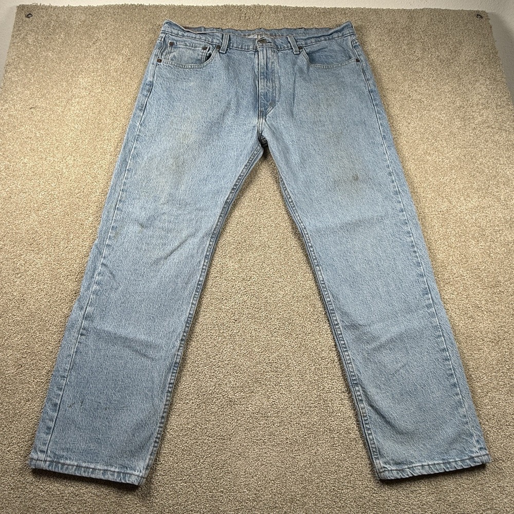 Levi's Men's 505 Straight Leg 38x30 Light Wash Blue Jeans